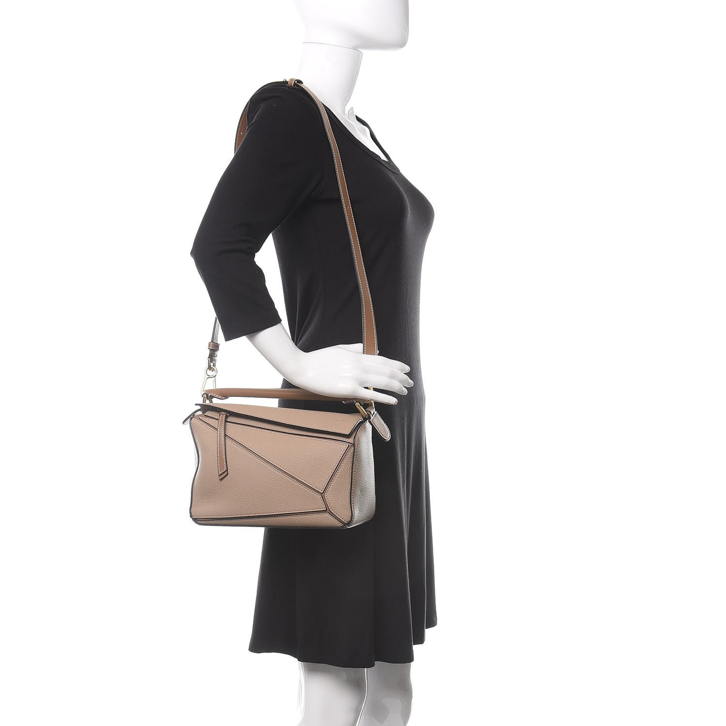 Grained Calfskin Small Puzzle Bag Sand Mink