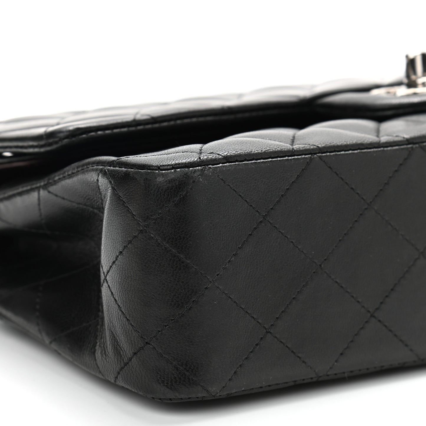 Lambskin Quilted Medium Double Flap Black
