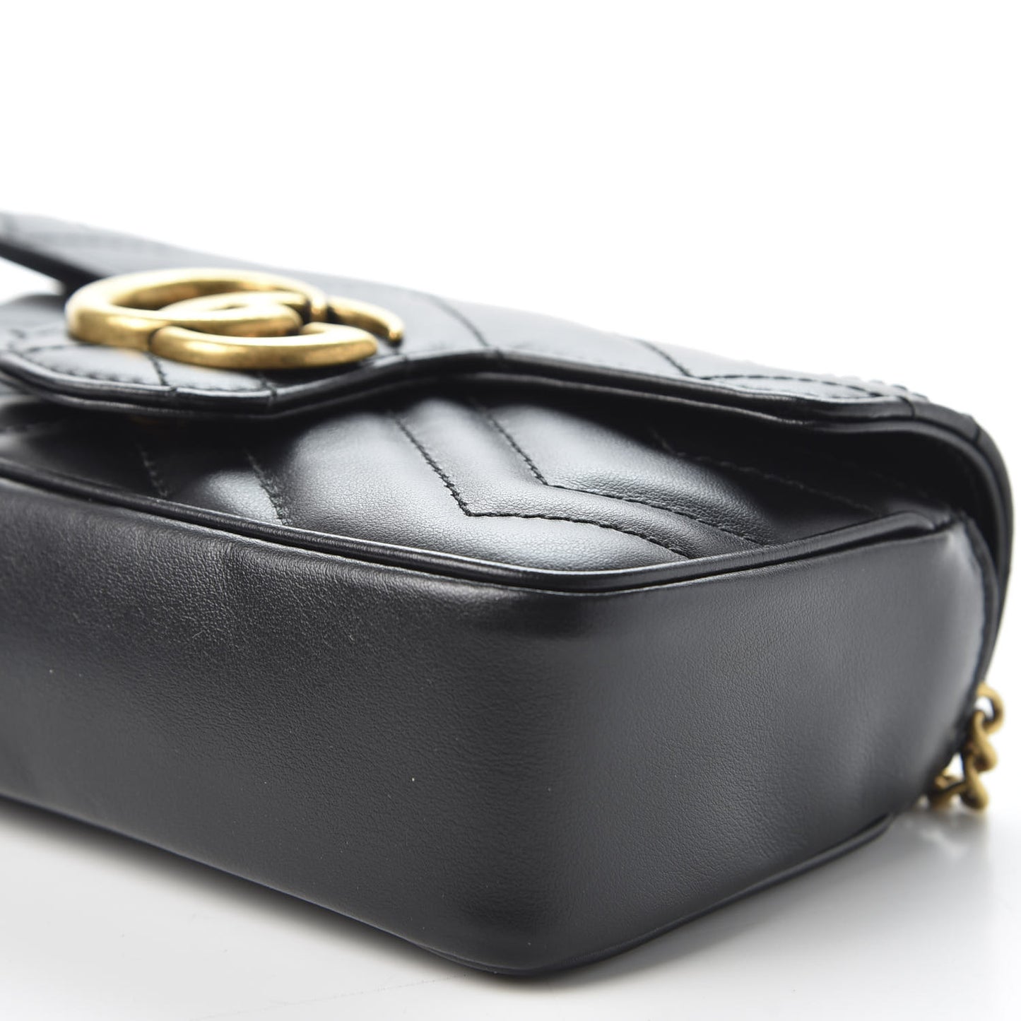 Calfskin Matelasse Super Mini GG Marmont Shoulder Bag Black
