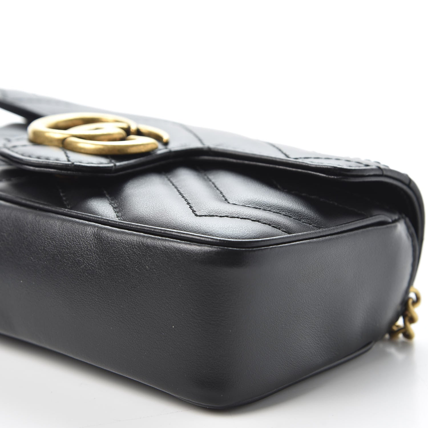 Gucci Calfskin Matelasse Super Mini GG Marmont Shoulder Bag Black 6 of 10
