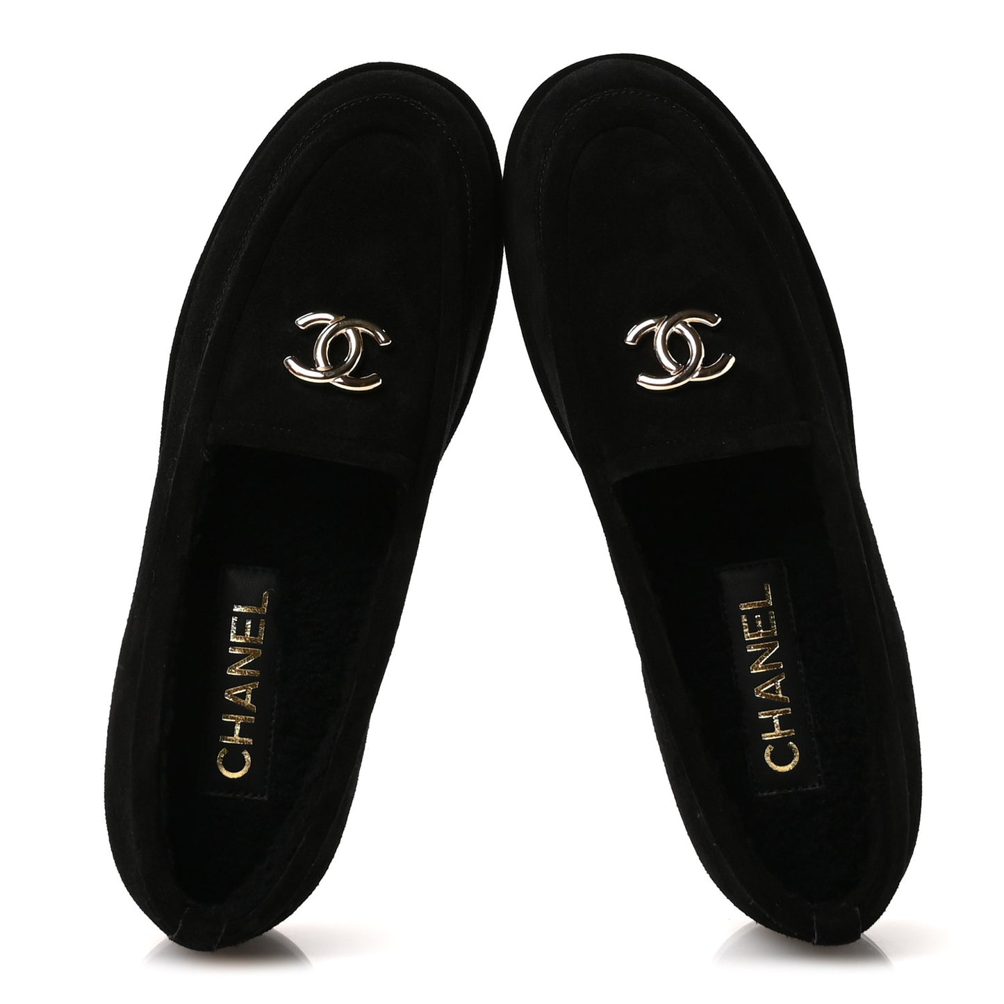 Suede Calfskin CC Mocassins 39 Black