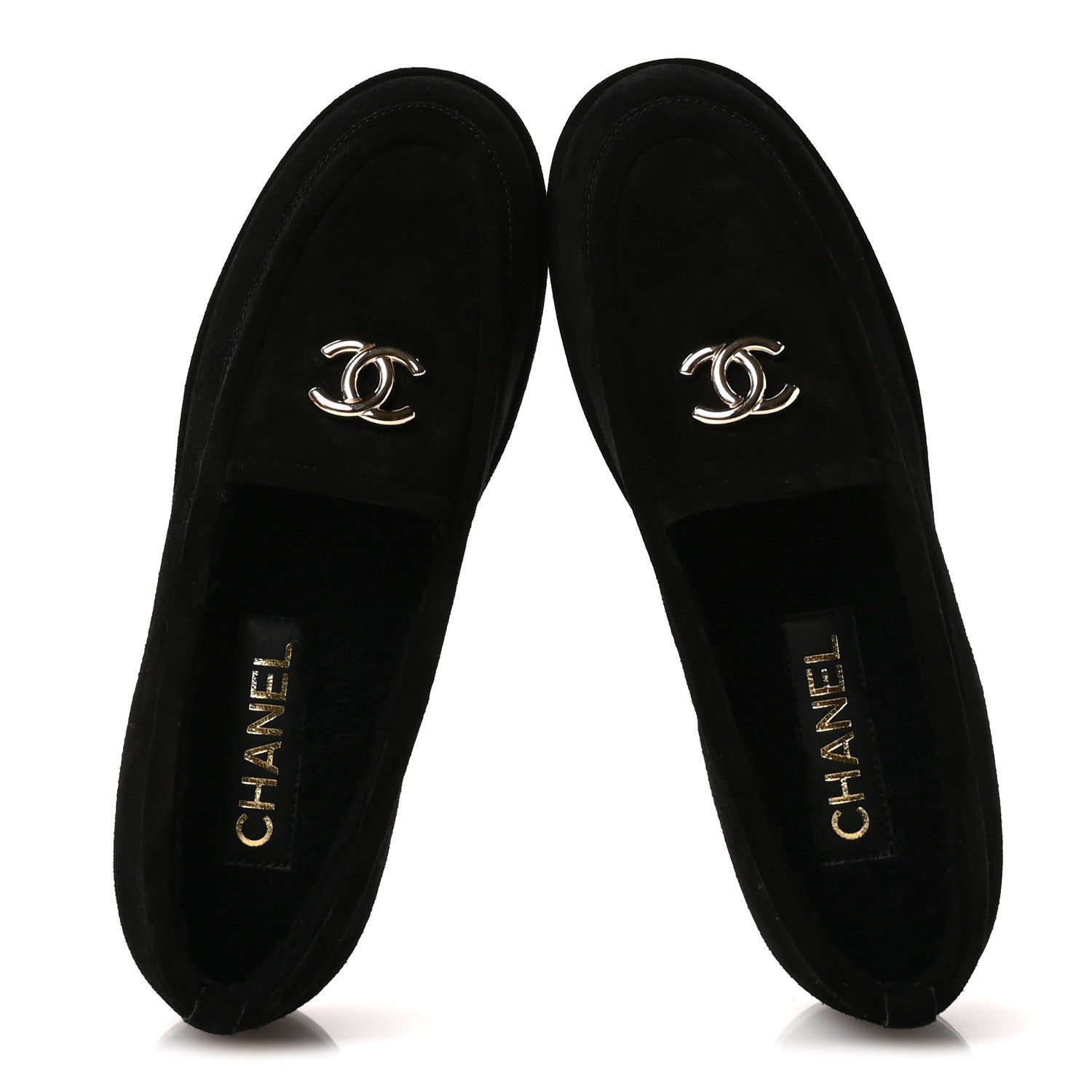 Chanel Suede Calfskin CC Mocassins 39 Black 2 of 9