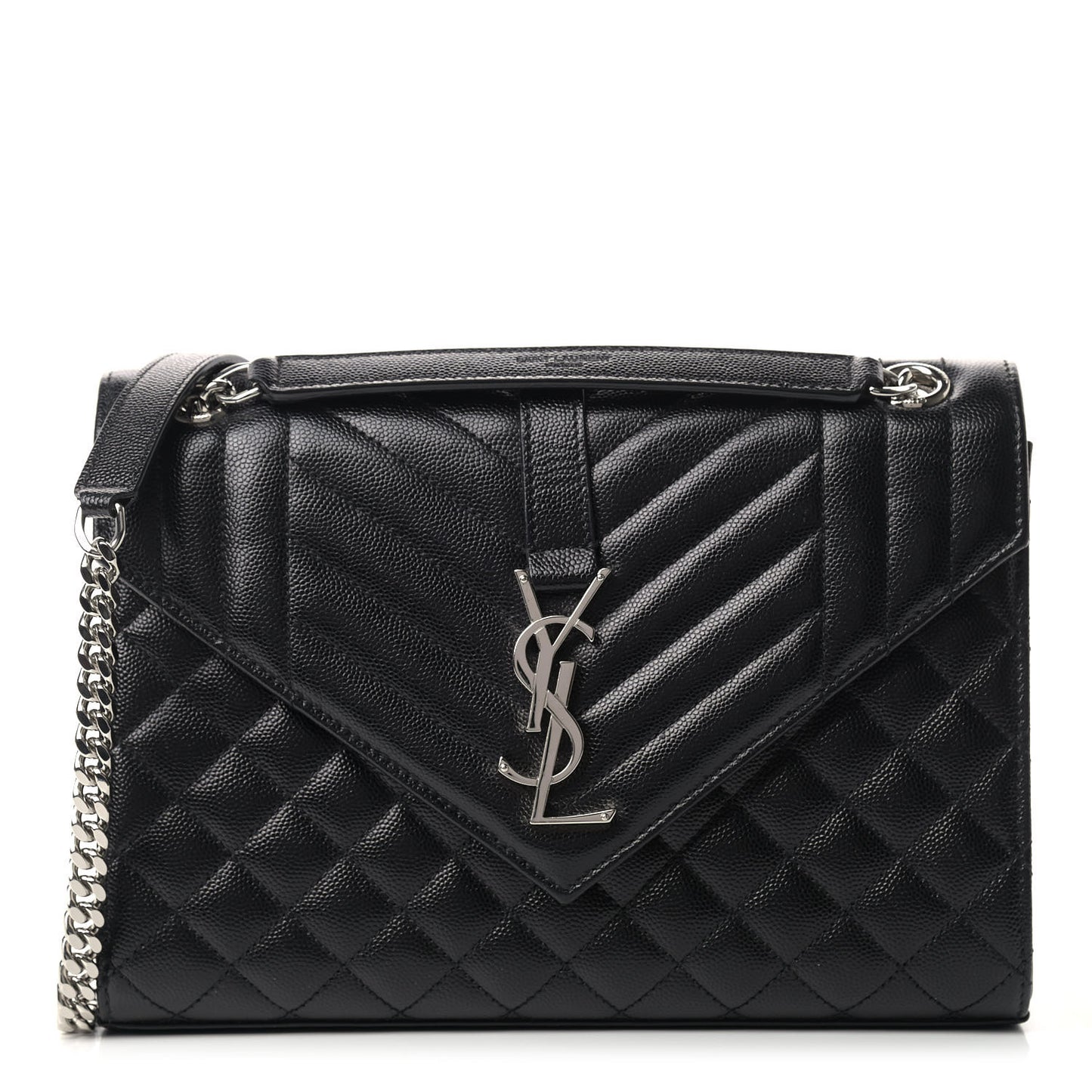 Grain De Poudre Textured Mixed Matelasse Triquilt Medium Monogram Satchel Black