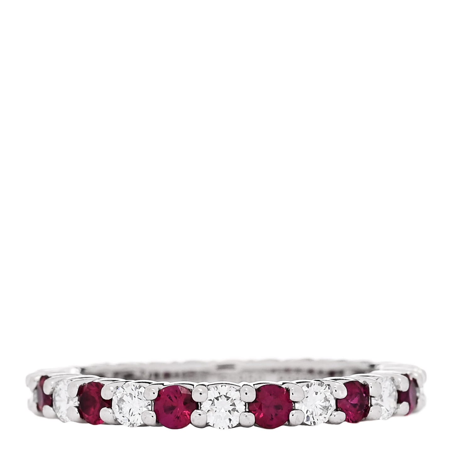 Platinum Diamond Ruby Prong Set Wedding Band Ring 53 6.25