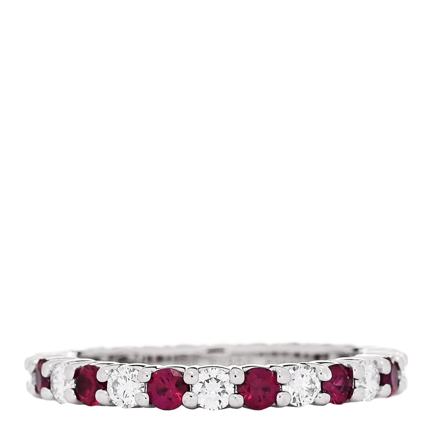 Harry Winston Platinum Diamond Ruby Prong Set Wedding Band Ring 53 6.25 1 of 4