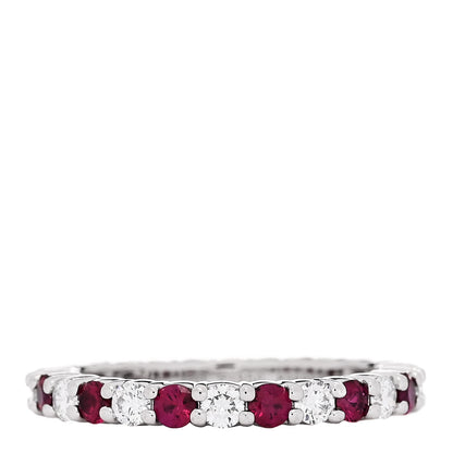 Harry Winston Platinum Diamond Ruby Prong Set Wedding Band Ring 53 6.25 1 of 4