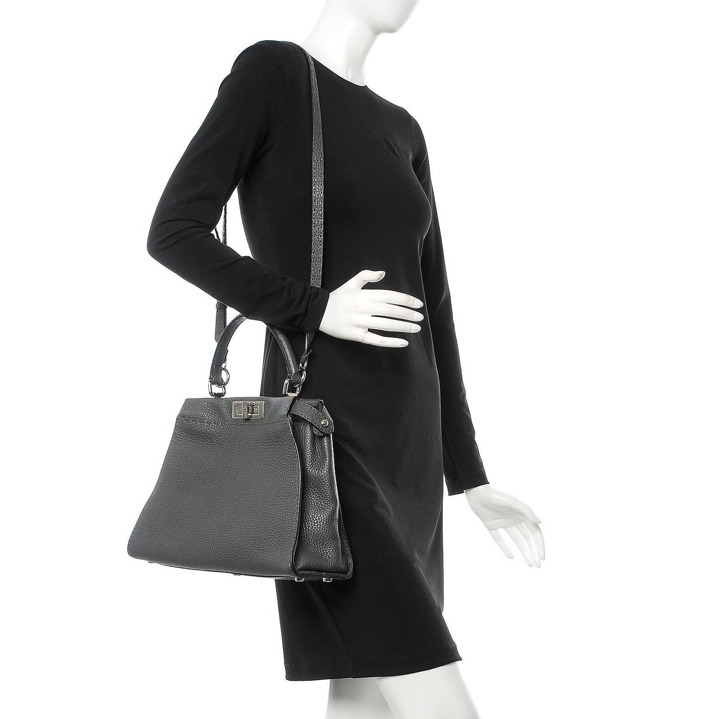 Cuoio Romano Selleria Bi-Color Medium Peekaboo Iconic Satchel Asfalto Latte