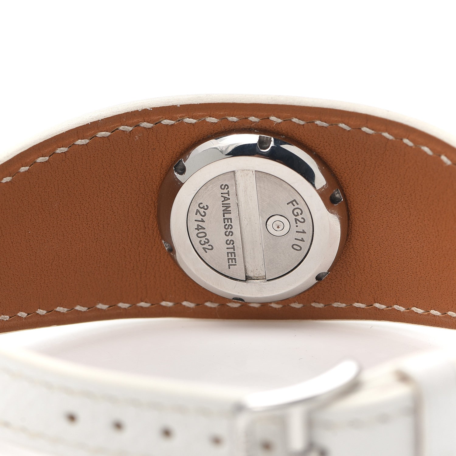 Hermes Stainless Steel Epsom Diamond 26mm Faubourg Manchette Quartz Watch Blanc 4 of 4