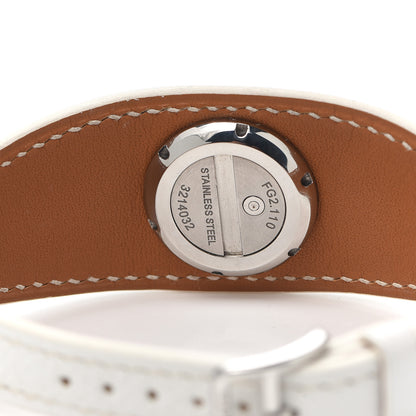 Hermes Stainless Steel Epsom Diamond 26mm Faubourg Manchette Quartz Watch Blanc 4 of 4