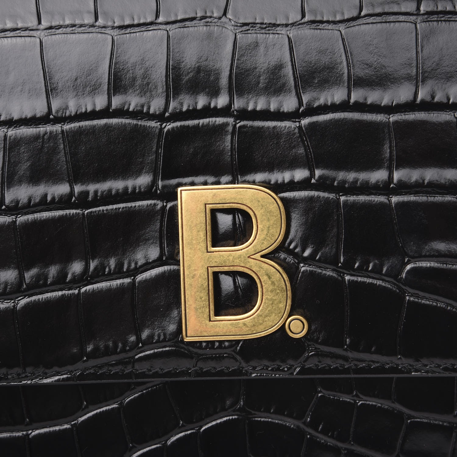 Balenciaga Shiny Calfskin Crocodile Embossed Small B Bag Black 8 of 8
