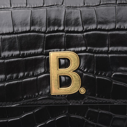 Balenciaga Shiny Calfskin Crocodile Embossed Small B Bag Black 8 of 8