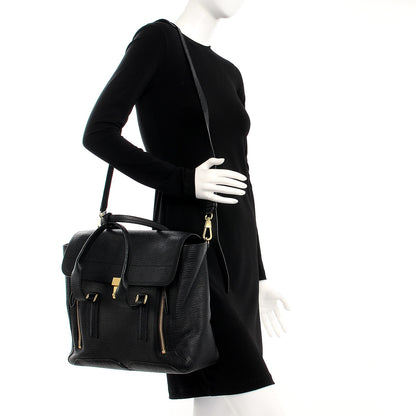 3.1 Phillip Lim 3.1 Textured Calfskin Large Pashli Satchel Black 2 of 8