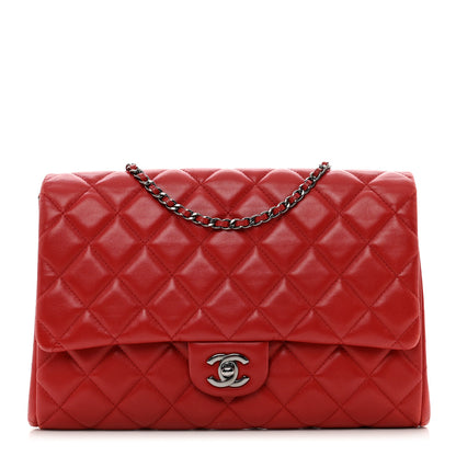 Chanel Lambskin Quilted Clutch with Chain Flap Red 1 of 12