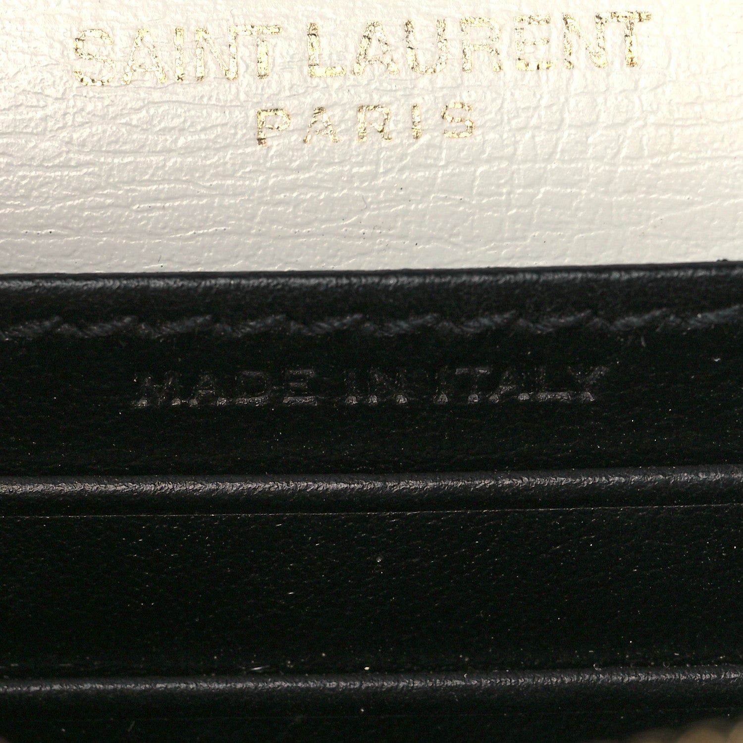 Saint Laurent New Aspen Calfskin Bi-Color Monogram Sunset Chain Wallet Black Dirty White 7 of 9