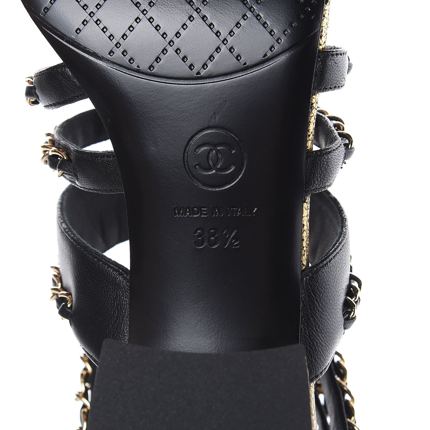 Chanel Lambskin Gladiator Chain Sandals 38.5 Black 7 of 9