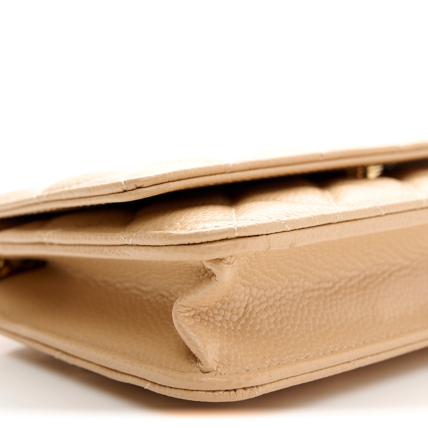 Caviar Quilted Wallet on Chain WOC Beige