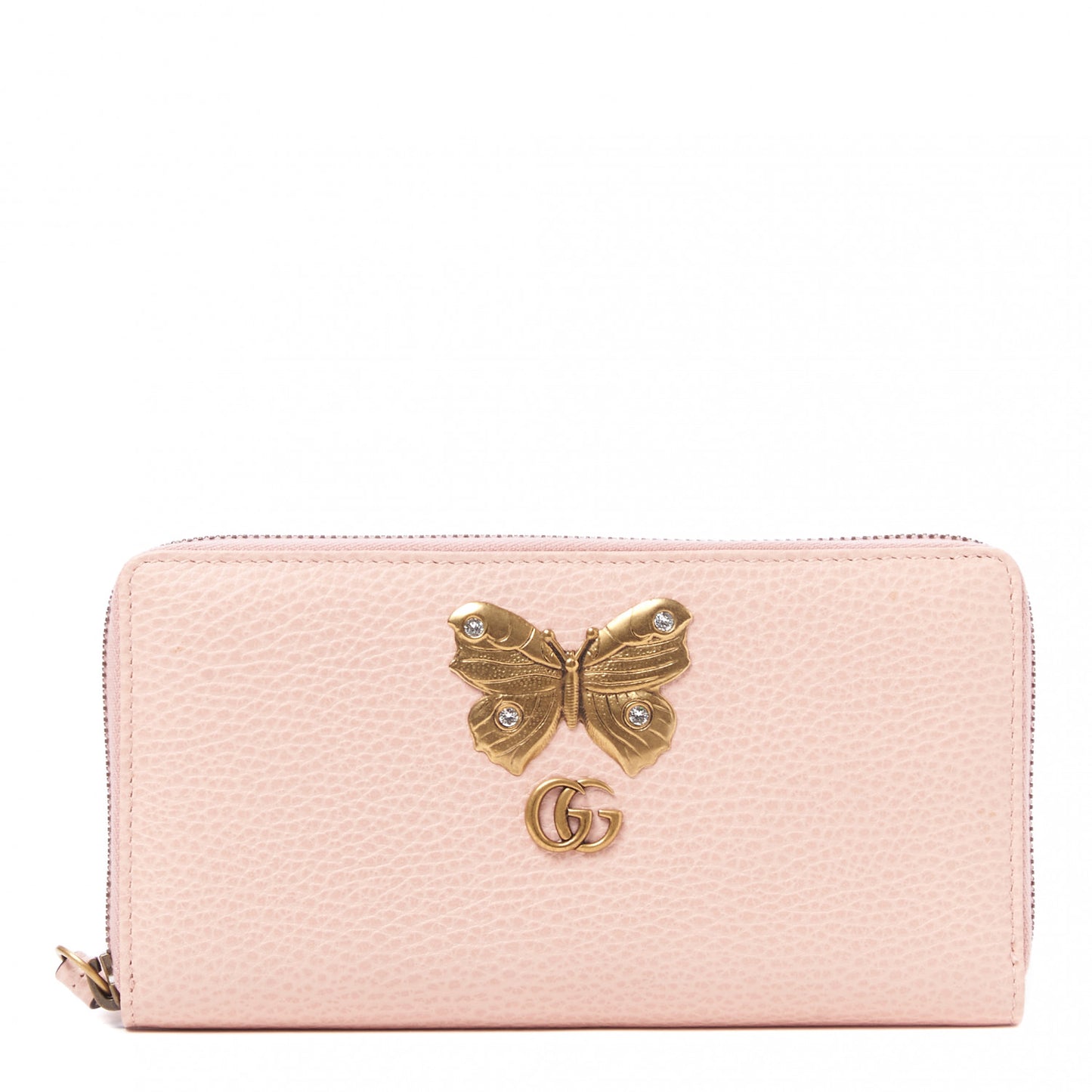 Calfskin Butterfly Farfalla Zip Around Wallet Perfect Pink