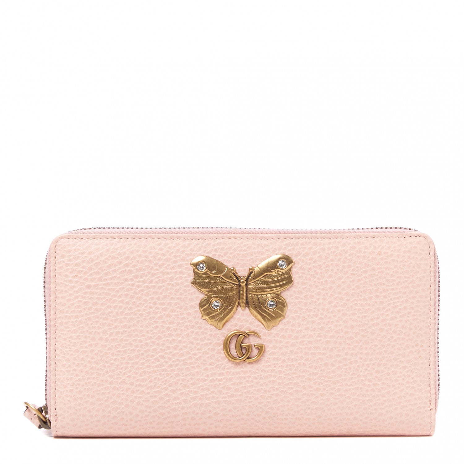Gucci Calfskin Butterfly Farfalla Zip Around Wallet Perfect Pink 1 of 9
