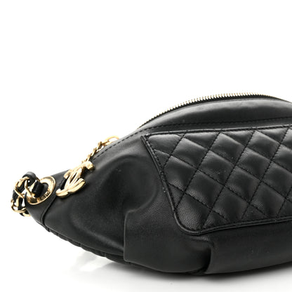 Chanel Lambskin Quilted Waist Bag Fanny Pack Black 9 of 12