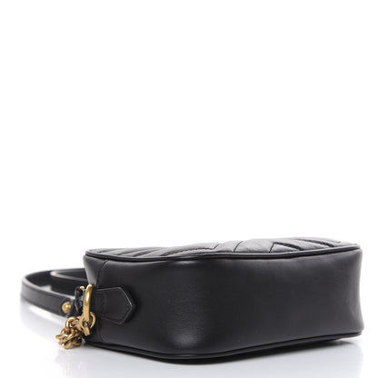 Gucci Calfskin Matelasse Mini GG Marmont Chain Shoulder Bag Black 4 of 11