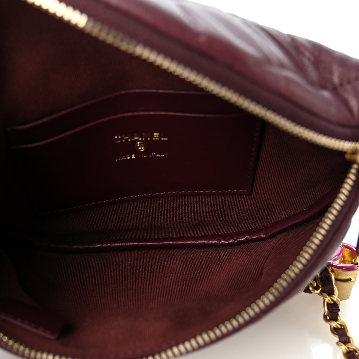 Chanel Shiny Lambskin Enamel Quilted Waist Bag Fanny Pack Burgundy 4 of 9
