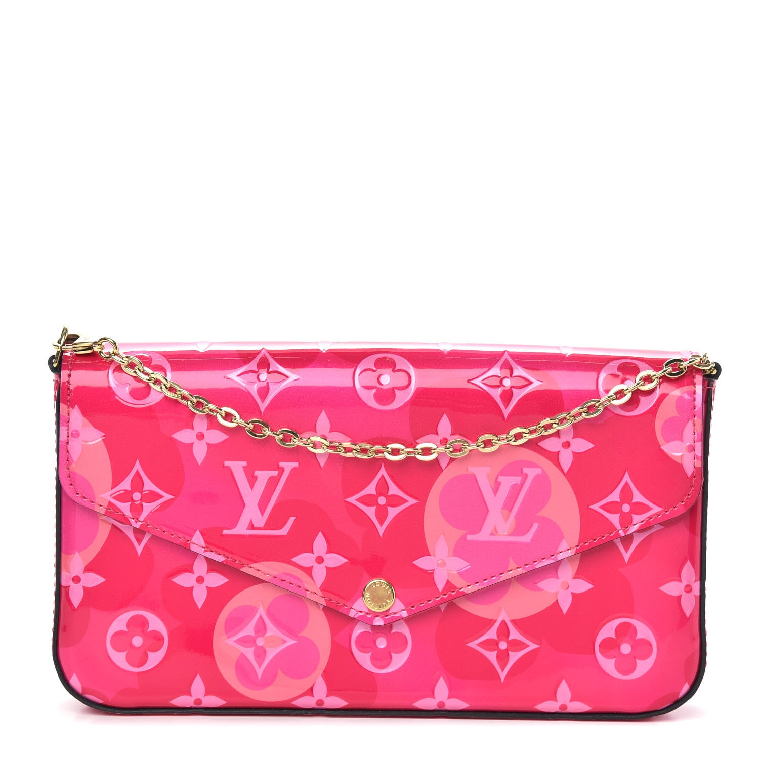 Louis Vuitton Vernis Valentine Pochette Felicie Chain Wallet Fuchsia 1 of 10