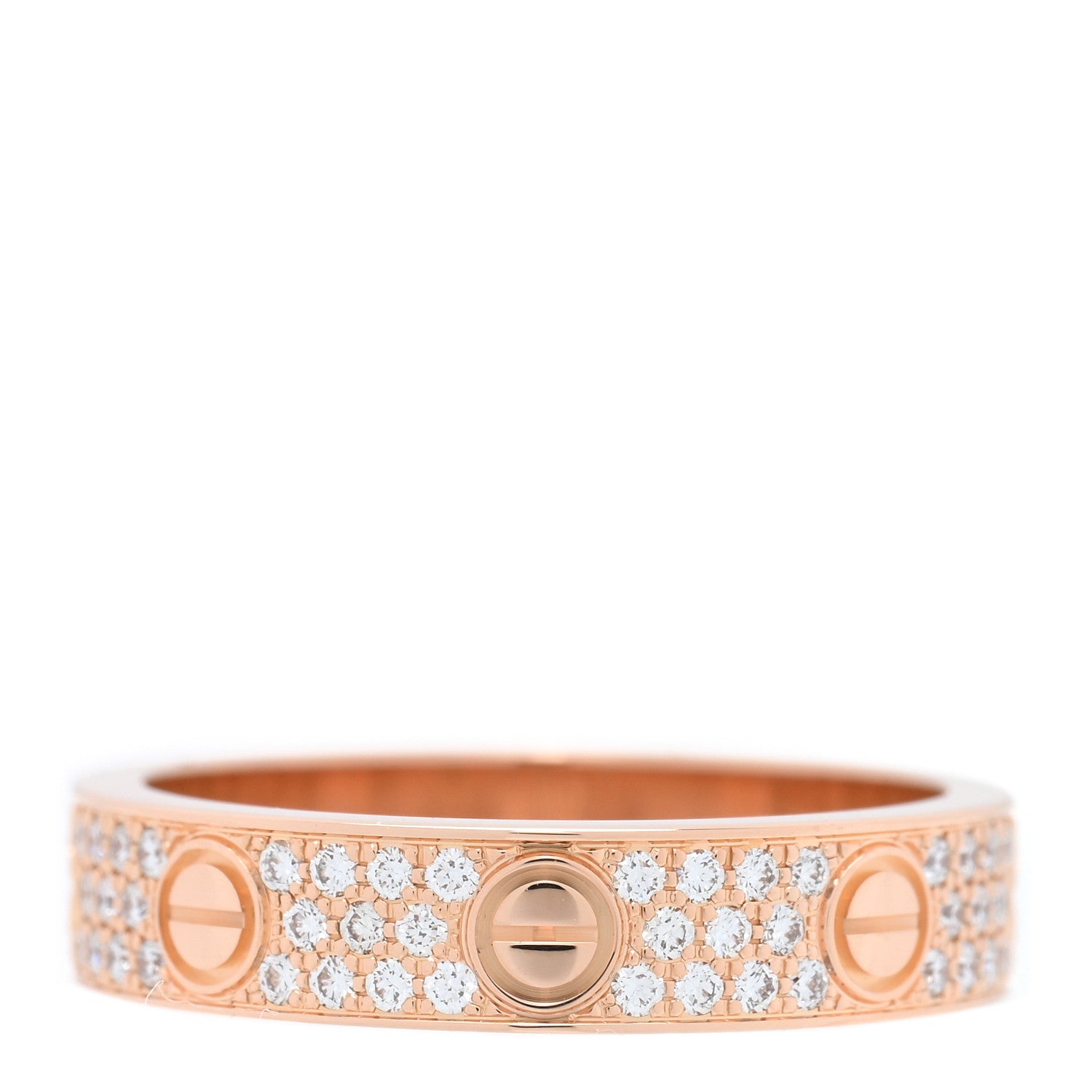 Cartier 18K Pink Gold Diamond 4mm LOVE Wedding Paved Band Ring 48 4.5 3 of 5