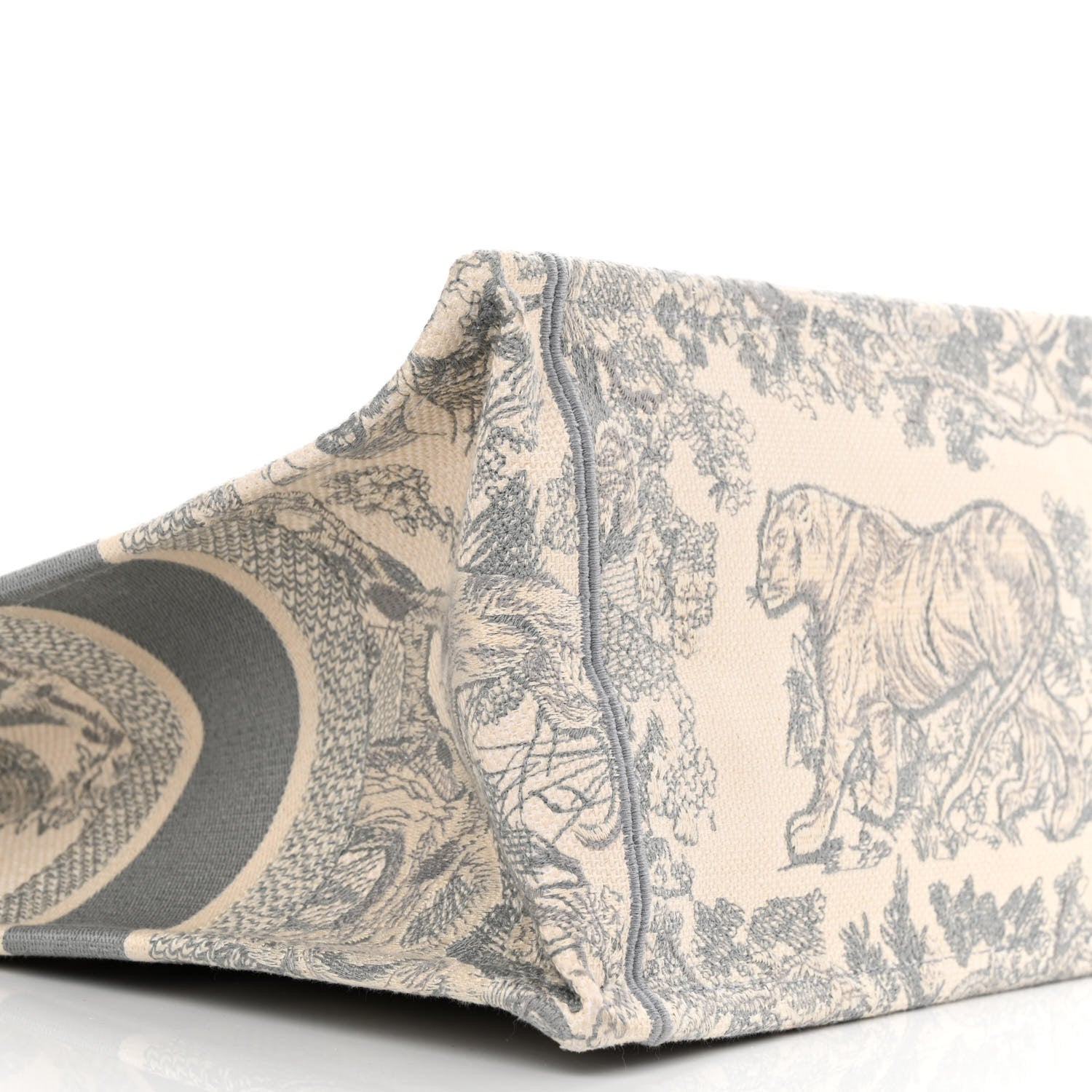 Christian Dior Canvas Embroidered Medium Dioriviera Toile De Jouy Book Tote Gray 9 of 14