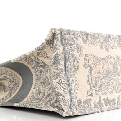 Christian Dior Canvas Embroidered Medium Dioriviera Toile De Jouy Book Tote Gray 9 of 14