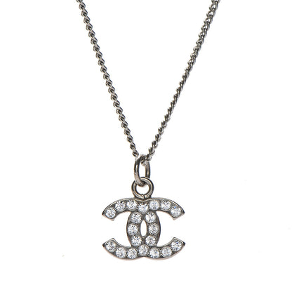 Chanel Crystal Timeless CC Necklace Silver 3 of 5