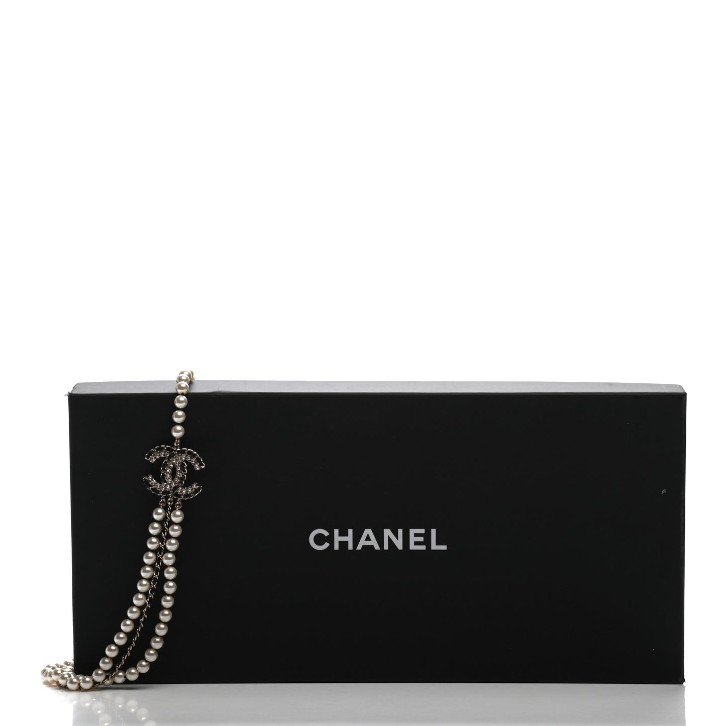 Pearl Lambskin Crystal CC Vintage Allure Necklace Gold Black