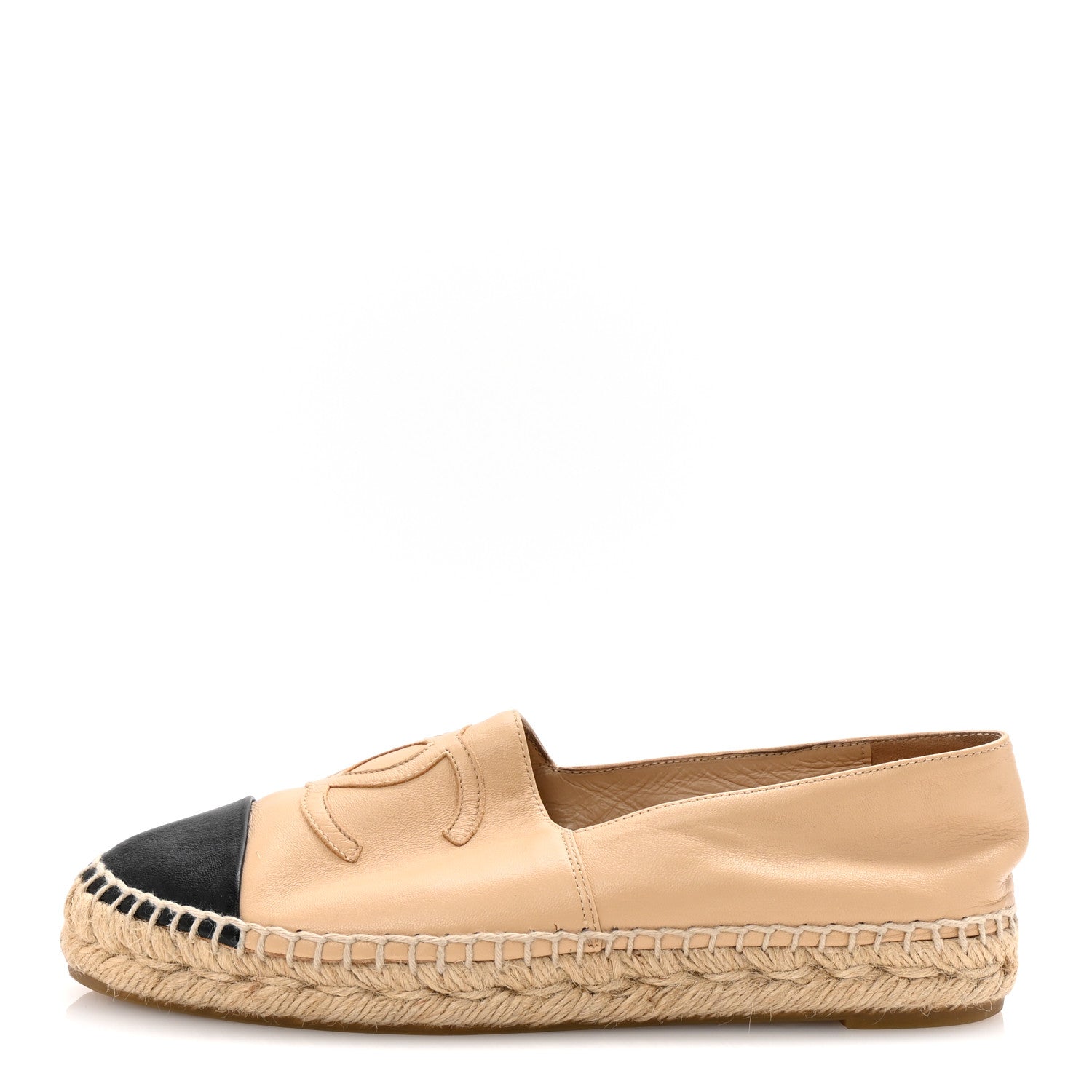 Chanel Lambskin CC Espadrilles 37 Beige Black 1 of 9