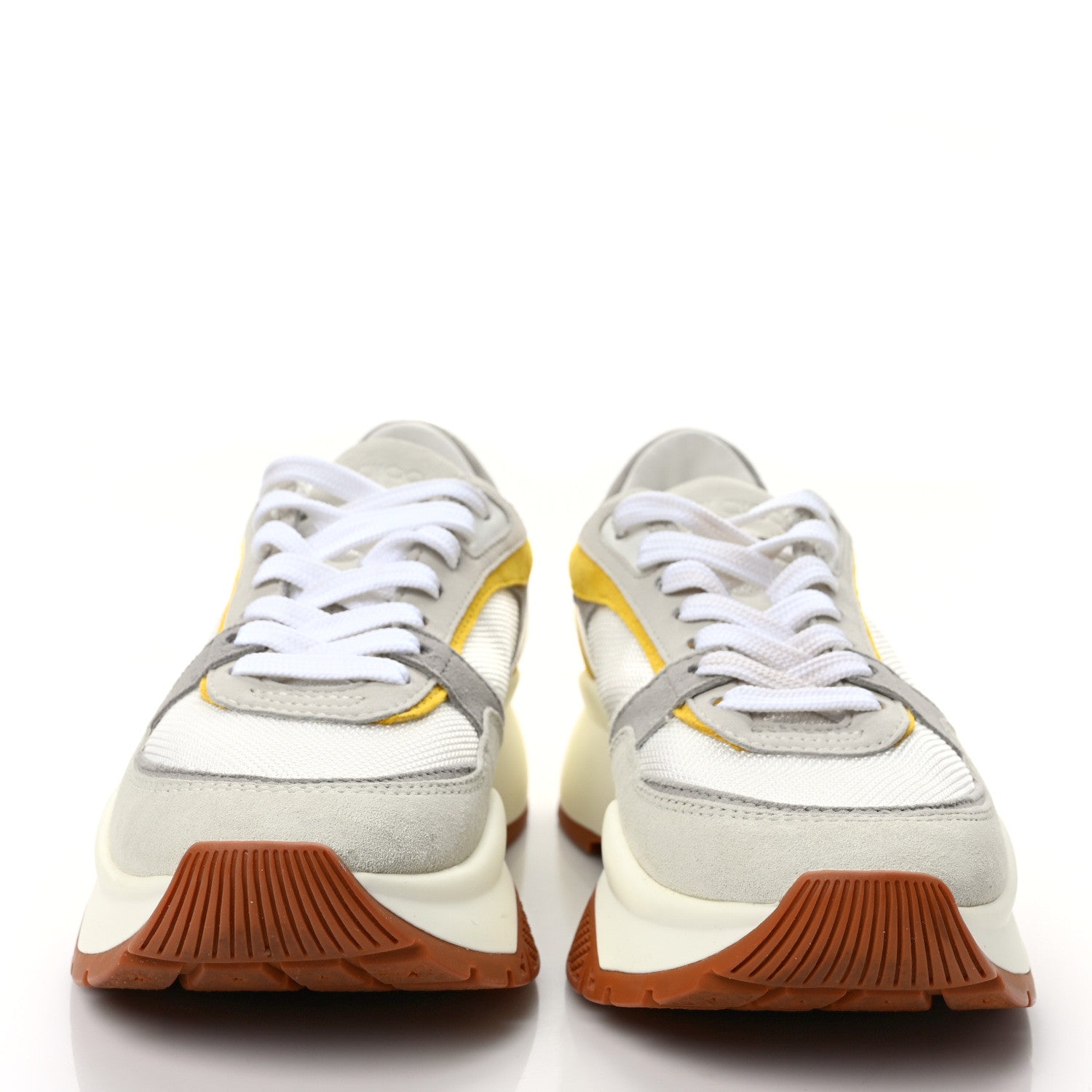 Jimmy Choo Nappa Mesh Suede Womens Landon Low Top Sneakers 38 White Grey Yellow 2 of 9