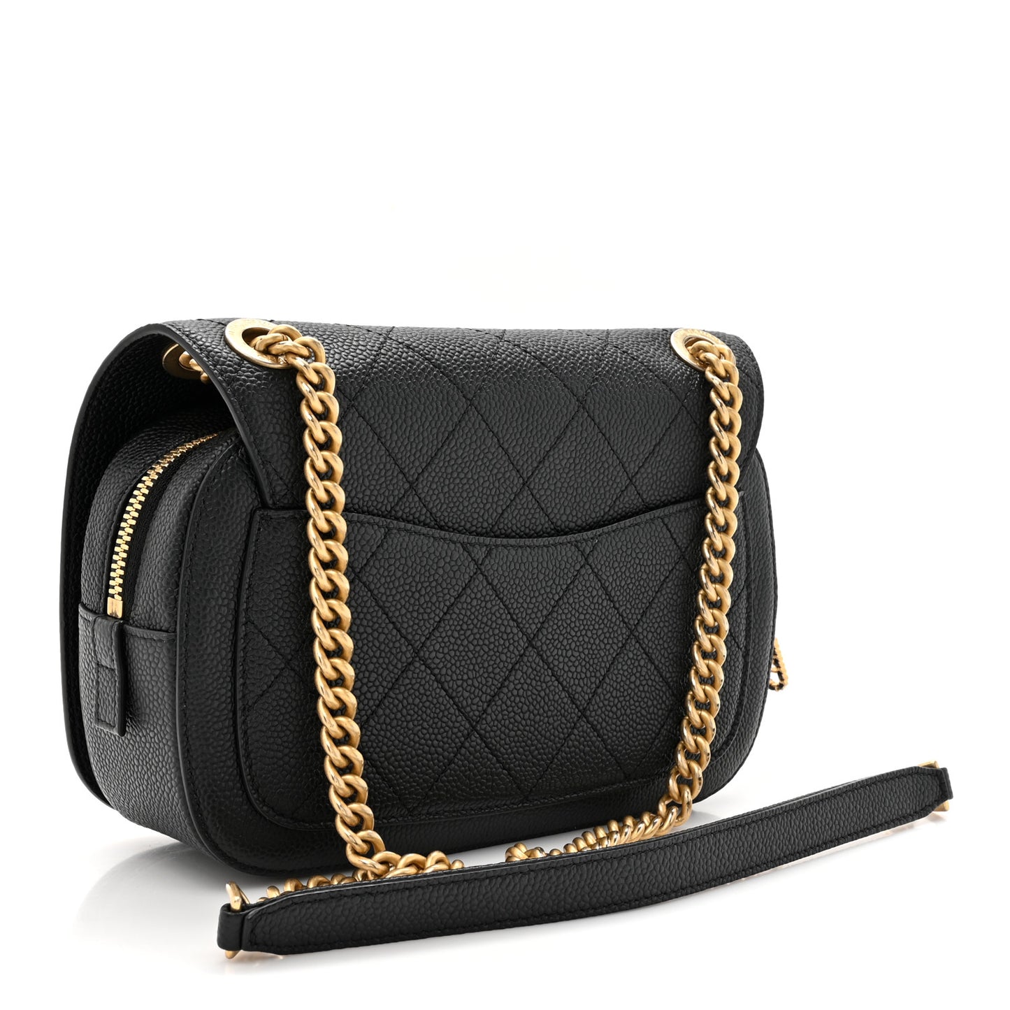 Caviar Diamond Stitched CC Medium Flap Bag Black
