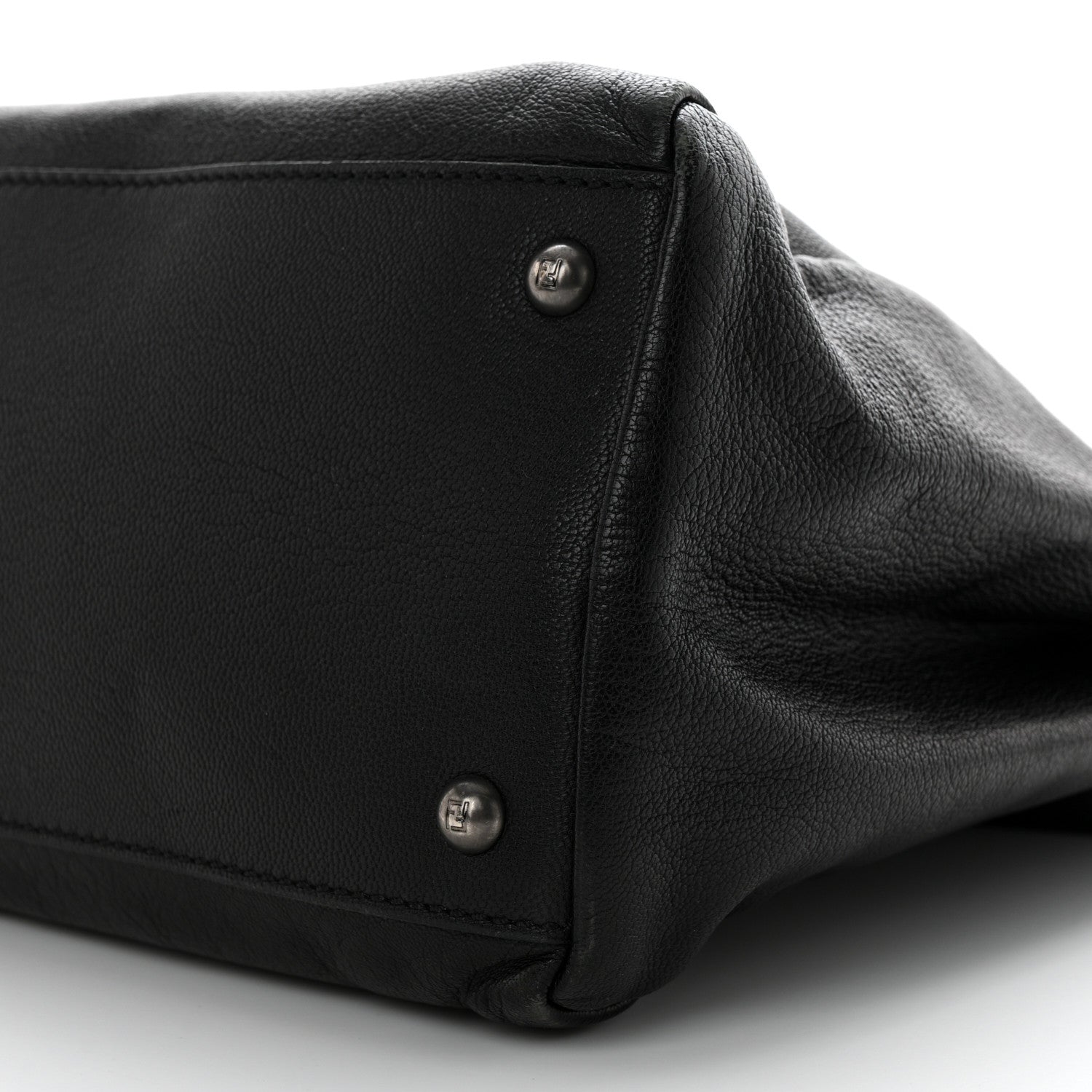 Fendi Goatskin Zucca Large Peekaboo Iconic Satchel Black Tobacco 11 of 11