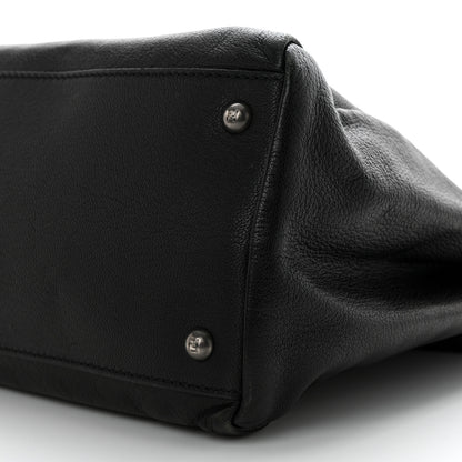 Fendi Goatskin Zucca Large Peekaboo Iconic Satchel Black Tobacco 11 of 11