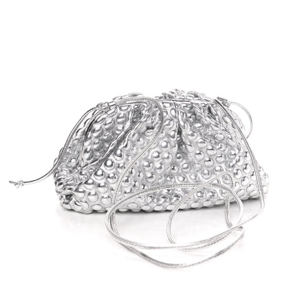 Bottega Veneta Metallic Fabric Studded The Mini Pouch Silver 2 of 4
