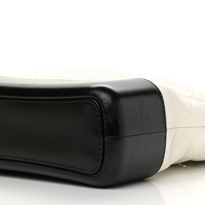 Chanel Aged Calfskin Quilted Medium Gabrielle Hobo Black White 10 of 11