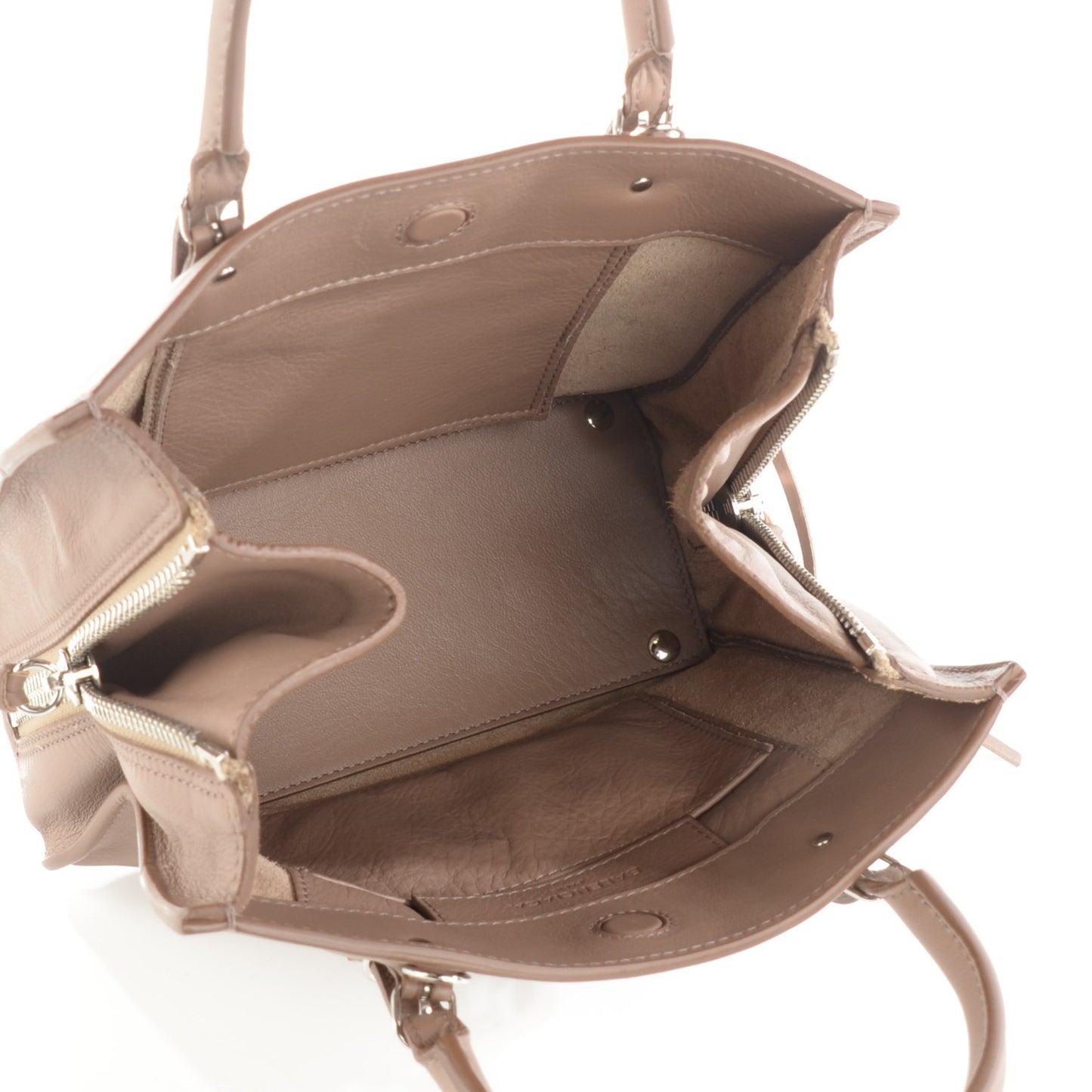 Calfskin Papier Mini A4 Zip Around Tote Beige Sable