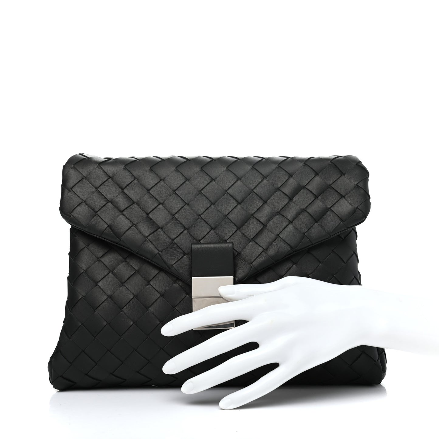Nappa Intrecciato Portfolio Clutch Black