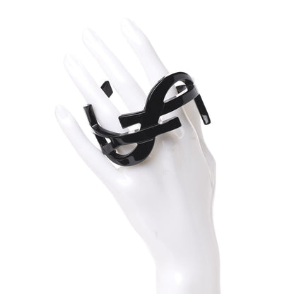 Saint Laurent Brass Monogram Medium Cuff Bracelet Black 2 of 4