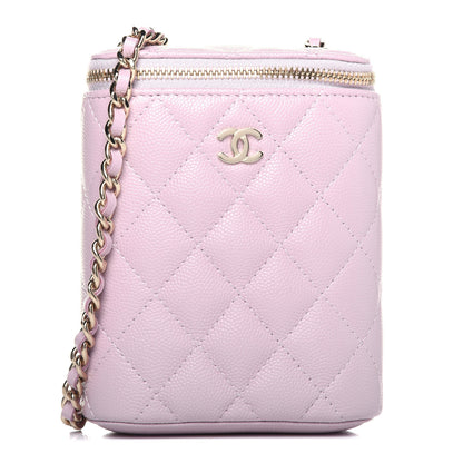 Chanel Caviar Quilted Small Vertical Coco Beauty Vanity Case With Chain Light Pink 1 of 11