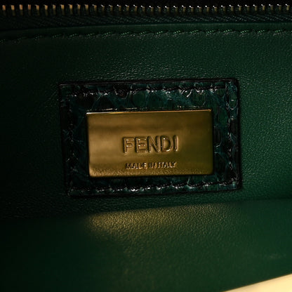 Fendi Snakeskin Shiny Nappa Mini Peekaboo Iconic Satchel Green 6 of 9