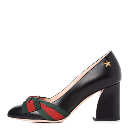 Gucci Malaga Kid Web Bow Aline Pumps 36 Black 1 of 9