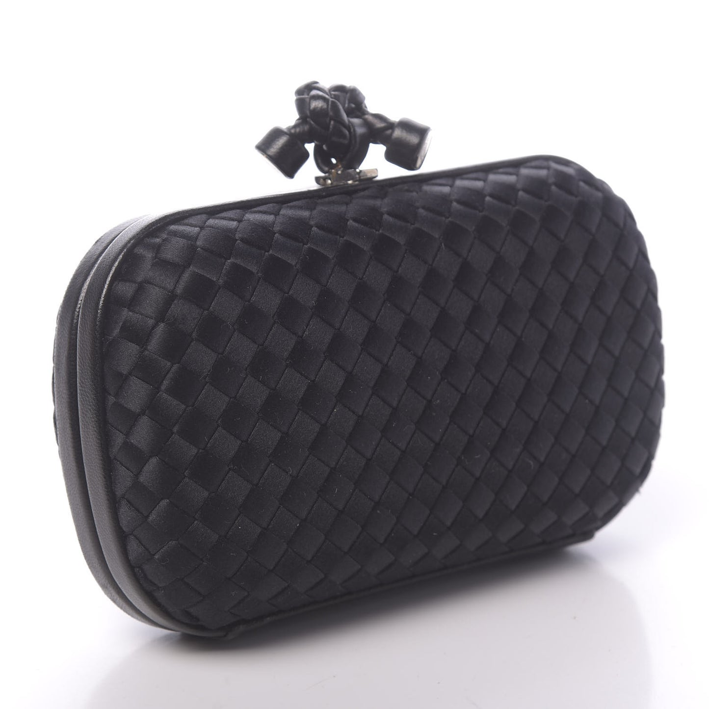 Satin Intreccio Impero Knot Clutch Black