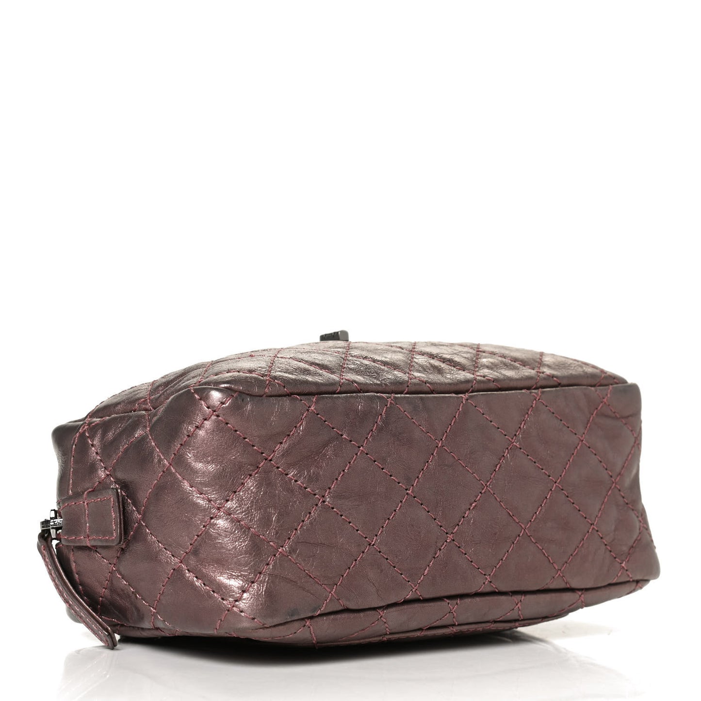 Metallic Aged Calfskin Quilted Small Reissue Camera Case Rose Fonce