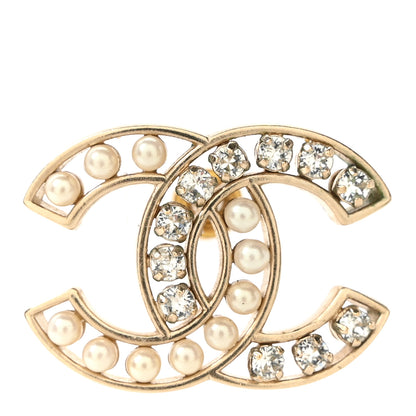 Chanel Pearl Crystal CC Earrings Gold 4 of 5