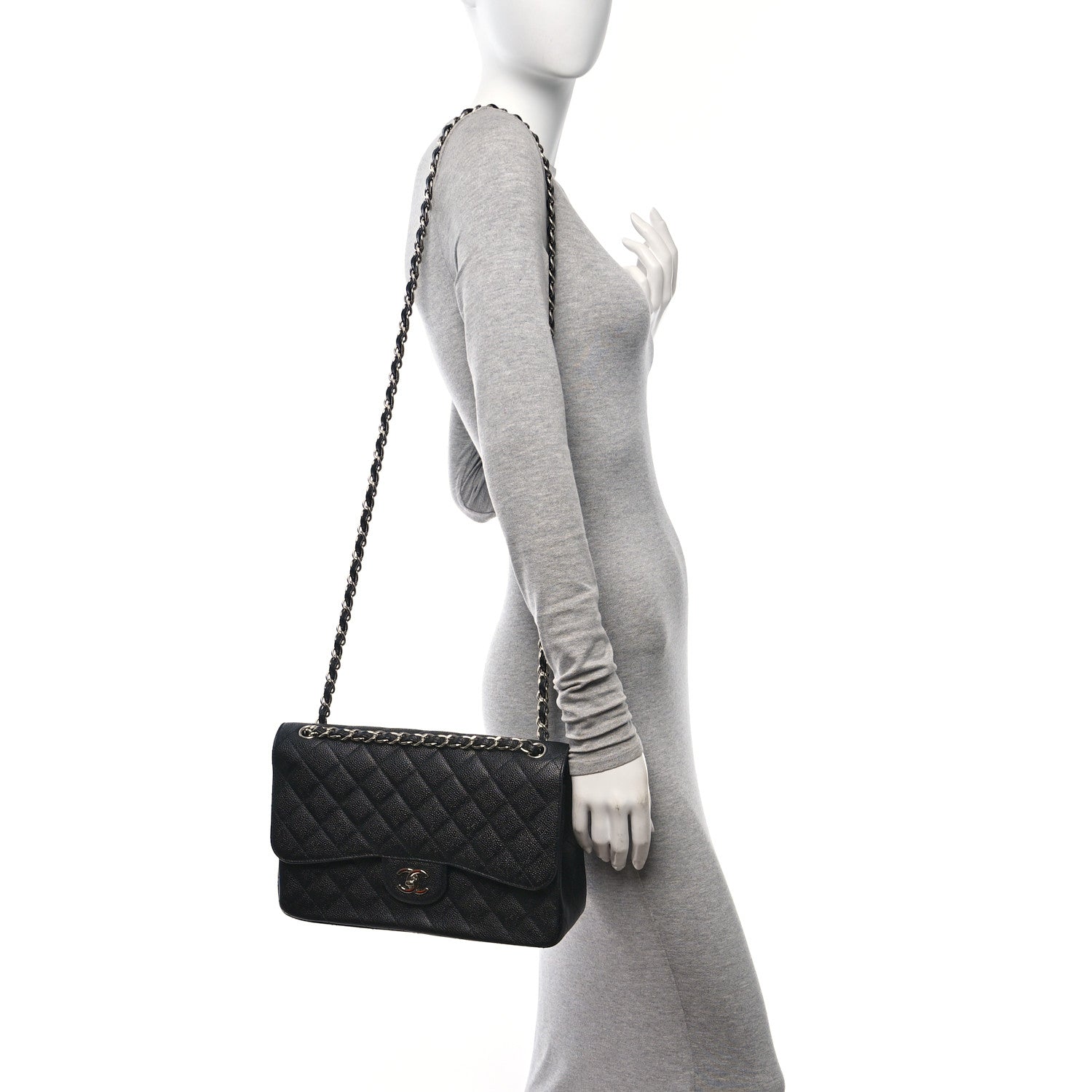 Chanel Caviar Quilted Jumbo Double Flap Black 2 of 10