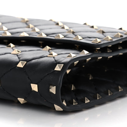 Valentino Garavani Lambskin Rockstud Spike Wallet on Chain Black 9 of 10