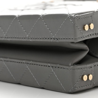 Chanel Calfskin Quilted Studded Square Vanity Case Grey 10 of 10